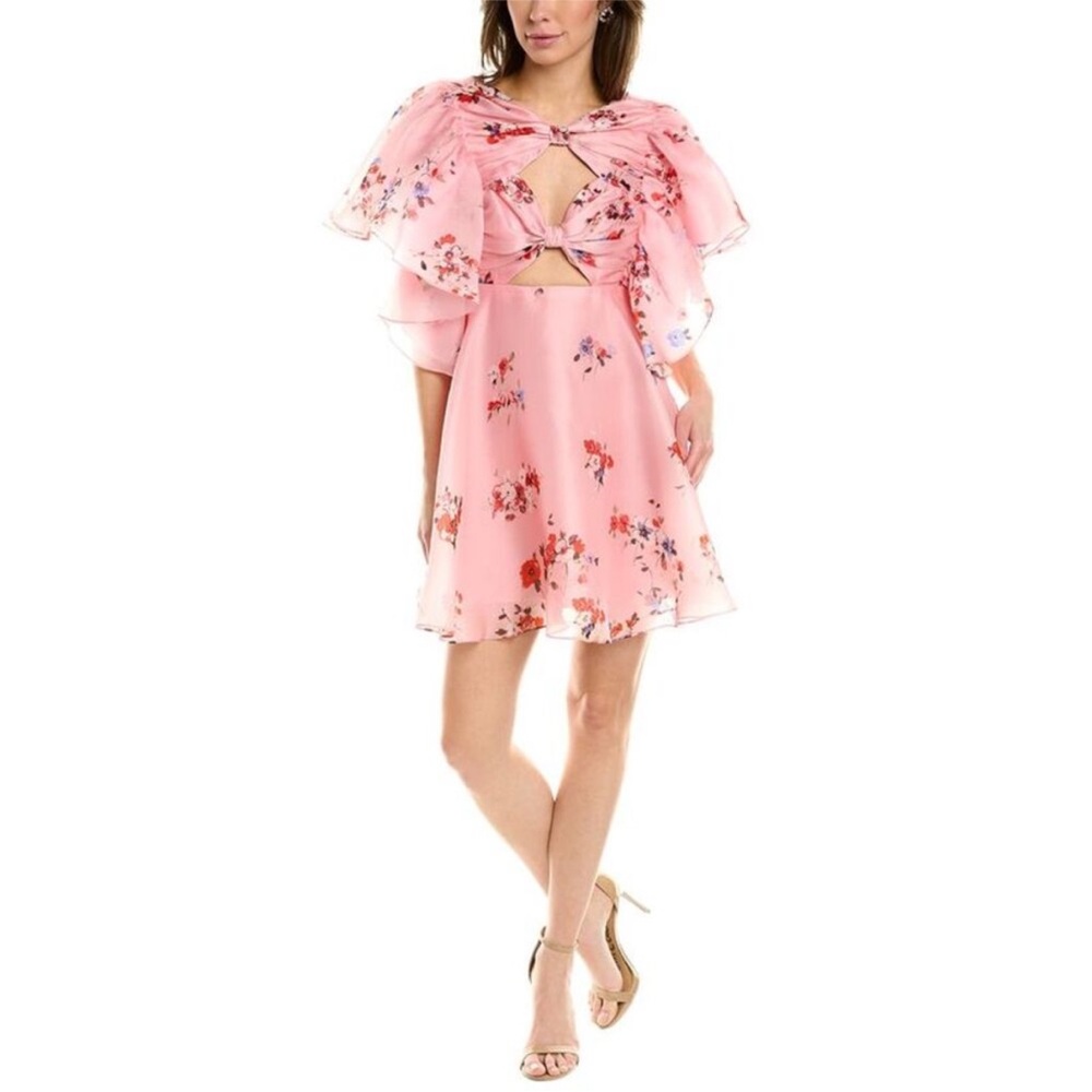 NWT CAROLINA HERRERA CUTOUT BOW FRONT SILK A-LINE DRESS